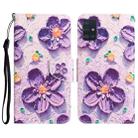 For Samsung Galaxy A51 Colored Drawing Leather Phone Case(Purple Flower) - 1