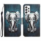 For Samsung Galaxy A52 5G / 4G Colored Drawing Leather Phone Case(Earphone Elephant) - 1