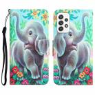 For Samsung Galaxy A52 5G / 4G Colored Drawing Leather Phone Case(Elephant) - 1