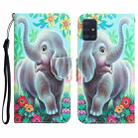 For Samsung Galaxy A71 Colored Drawing Leather Phone Case(Elephant) - 1