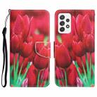 For Samsung Galaxy A73 5G Colored Drawing Leather Phone Case(Tulips) - 1