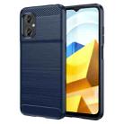 For Xiaomi Poco M4 5G Global Brushed Texture Carbon Fiber TPU Case(Navy Blue) - 1