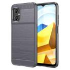 For Xiaomi Poco M4 5G Global Brushed Texture Carbon Fiber TPU Case(Grey) - 1