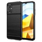 For Xiaomi Poco M4 5G Global Brushed Texture Carbon Fiber TPU Case(Black) - 1