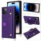 For iPhone 14 Pro Crossbody Lanyard Shockproof Protective Phone Case(Purple) - 1