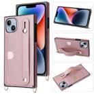 For iPhone 14 Plus Crossbody Lanyard Shockproof Protective Phone Case (Rose Gold) - 1