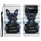 For Xiaomi Poco X4 Pro 5G Colored Drawing Leather Phone Case(Black Dog) - 1