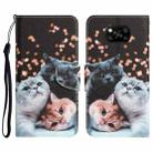 For Xiaomi Poco X3 NFC Colored Drawing Leather Phone Case(3 Cats) - 1