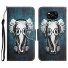 For Xiaomi Poco X3 NFC Colored Drawing Leather Phone Case(Earphone Elephant) - 1