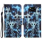 For Xiaomi Poco X3 NFC Colored Drawing Leather Phone Case(Giraffes) - 1