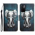 For Xiaomi Poco M4 Pro 5G Colored Drawing Leather Phone Case(Earphone Elephant) - 1