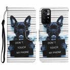 For Xiaomi Poco M4 Pro 5G Colored Drawing Leather Phone Case(Black Dog) - 1