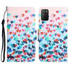 For Xiaomi Poco M3 Colored Drawing Leather Phone Case(Heart) - 1