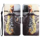 For Xiaomi Poco M3 Colored Drawing Leather Phone Case(Tiger) - 1