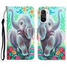 For Xiaomi Poco F3 Colored Drawing Leather Phone Case(Elephant) - 1
