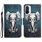For Xiaomi Poco F3 Colored Drawing Leather Phone Case(Earphone Elephant) - 1