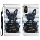 For Xiaomi Poco F3 Colored Drawing Leather Phone Case(Black Dog) - 1