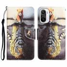 For Xiaomi Poco F3 Colored Drawing Leather Phone Case(Tiger) - 1