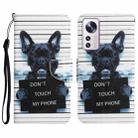 For Xiaomi 12 Lite Colored Drawing Leather Phone Case(Black Dog) - 1