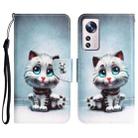 For Xiaomi 12 Lite Colored Drawing Leather Phone Case(Blue Eyes) - 1