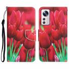 For Xiaomi 12 Lite Colored Drawing Leather Phone Case(Tulips) - 1