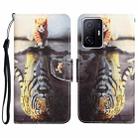 For Xiaomi 11T Colored Drawing Leather Phone Case(Tiger) - 1
