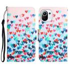 For Xiaomi Mi 11 Lite Colored Drawing Leather Phone Case(Heart) - 1