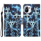 For Xiaomi Mi 11 Lite Colored Drawing Leather Phone Case(Giraffes) - 1