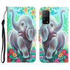 For Xiaomi Mi 10T 5G Colored Drawing Leather Phone Case(Elephant) - 1