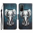 For Xiaomi Mi 10T 5G Colored Drawing Leather Phone Case(Earphone Elephant) - 1