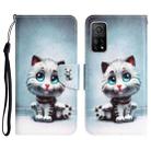 For Xiaomi Mi 10T 5G Colored Drawing Leather Phone Case(Blue Eyes) - 1