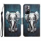 For Xiaomi Redmi Note 11 5G Colored Drawing Leather Phone Case(Earphone Elephant) - 1