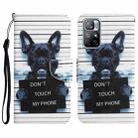 For Xiaomi Redmi Note 11 5G Colored Drawing Leather Phone Case(Black Dog) - 1