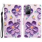 For Xiaomi Redmi Note 11 5G Colored Drawing Leather Phone Case(Purple Flower) - 1