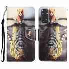 For Xiaomi Redmi Note 11 Global Colored Drawing Leather Phone Case(Tiger) - 1