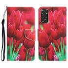 For Xiaomi Redmi Note 11 Global Colored Drawing Leather Phone Case(Tulips) - 1