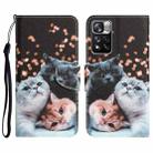 For Xiaomi Redmi Note 11 Pro 5G Colored Drawing Leather Phone Case(3 Cats) - 1
