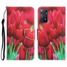 For Xiaomi Redmi Note 11 Pro Global Colored Drawing Leather Phone Case(Tulips) - 1