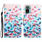 For Xiaomi Redmi Note 10 4G Colored Drawing Leather Phone Case(Heart) - 1