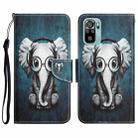 For Xiaomi Redmi Note 10 4G Colored Drawing Leather Phone Case(Earphone Elephant) - 1