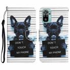 For Xiaomi Redmi Note 10 4G Colored Drawing Leather Phone Case(Black Dog) - 1