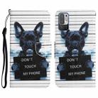 For Xiaomi Redmi Note 10 5G Colored Drawing Leather Phone Case(Black Dog) - 1