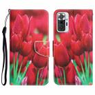 For Xiaomi Redmi Note 10 Pro 4G Colored Drawing Leather Phone Case(Tulips) - 1