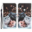 For Xiaomi Redmi Note 7 / 7 Pro Colored Drawing Leather Phone Case(3 Cats) - 1