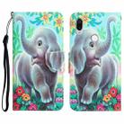 For Xiaomi Redmi Note 7 / 7 Pro Colored Drawing Leather Phone Case(Elephant) - 1