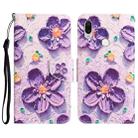 For Xiaomi Redmi Note 7 / 7 Pro Colored Drawing Leather Phone Case(Purple Flower) - 1