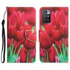 For Xiaomi Redmi 10 Colored Drawing Leather Phone Case(Tulips) - 1