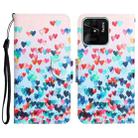 For Xiaomi Redmi 10C Colored Drawing Leather Phone Case(Heart) - 1