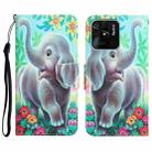 For Xiaomi Redmi 10C Colored Drawing Leather Phone Case(Elephant) - 1