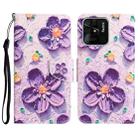 For Xiaomi Redmi 10C Colored Drawing Leather Phone Case(Purple Flower) - 1